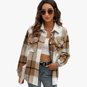 Womens Plaid Button-Up Jacket Shacket Shirt Coat - NEW SIZE SMALL